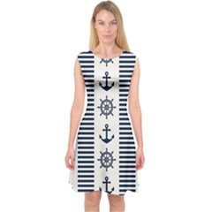 Nautical-seamless-pattern-vector-illustration Capsleeve Midi Dress