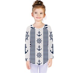 Nautical-seamless-pattern-vector-illustration Kids  Long Sleeve Tee