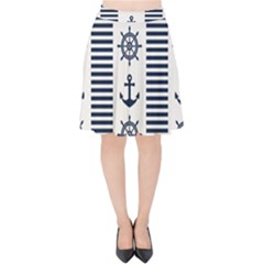 Nautical-seamless-pattern-vector-illustration Velvet High Waist Skirt by Jancukart