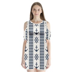 Nautical-seamless-pattern-vector-illustration Shoulder Cutout Velvet One Piece