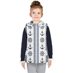 Nautical-seamless-pattern-vector-illustration Kids  Hooded Puffer Vest