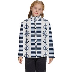 Nautical-seamless-pattern-vector-illustration Kids  Puffer Bubble Jacket Coat