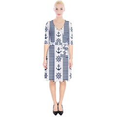 Nautical-seamless-pattern-vector-illustration Wrap Up Cocktail Dress