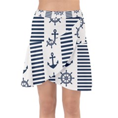 Nautical-seamless-pattern-vector-illustration Wrap Front Skirt