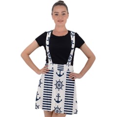 Nautical-seamless-pattern-vector-illustration Velvet Suspender Skater Skirt