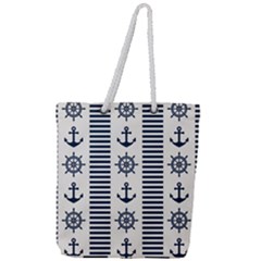 Nautical-seamless-pattern-vector-illustration Full Print Rope Handle Tote (large)