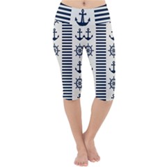 Nautical-seamless-pattern-vector-illustration Lightweight Velour Cropped Yoga Leggings