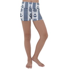 Nautical-seamless-pattern-vector-illustration Kids  Lightweight Velour Yoga Shorts