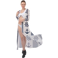 Nautical-seamless-pattern-vector-illustration Maxi Chiffon Beach Wrap