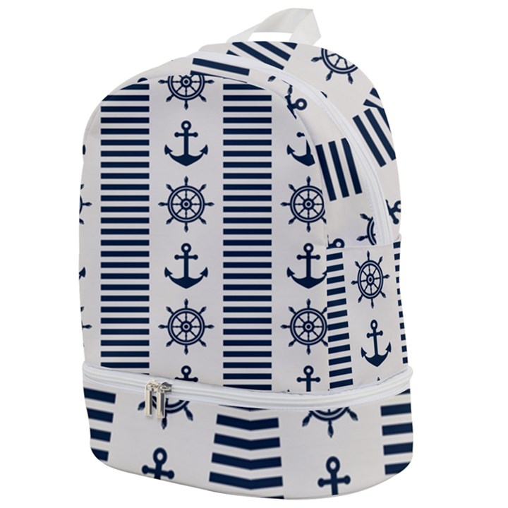 Nautical-seamless-pattern-vector-illustration Zip Bottom Backpack