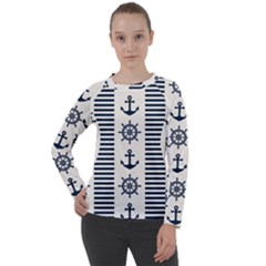 Nautical-seamless-pattern-vector-illustration Women s Long Sleeve Raglan Tee