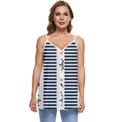 Nautical-seamless-pattern-vector-illustration Casual Spaghetti Strap Chiffon Top