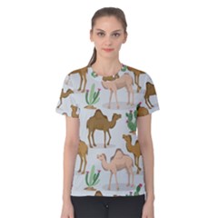 Camels-cactus-desert-pattern Women s Cotton Tee