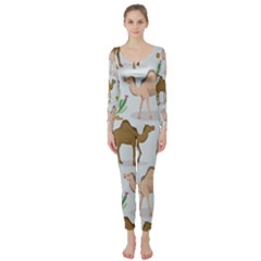 Camels-cactus-desert-pattern Long Sleeve Catsuit