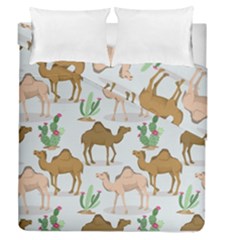 Camels-cactus-desert-pattern Duvet Cover Double Side (queen Size)