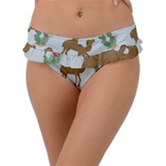 Camels-cactus-desert-pattern Frill Bikini Bottom