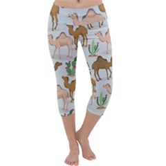 Camels-cactus-desert-pattern Capri Yoga Leggings