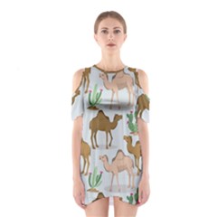 Camels-cactus-desert-pattern Shoulder Cutout One Piece Dress