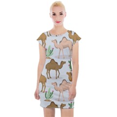 Camels-cactus-desert-pattern Cap Sleeve Bodycon Dress by Jancukart