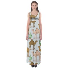 Camels-cactus-desert-pattern Empire Waist Maxi Dress