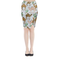 Camels-cactus-desert-pattern Midi Wrap Pencil Skirt