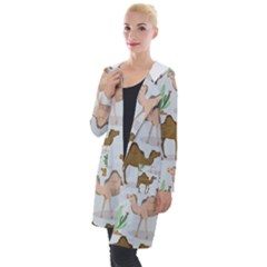 Camels-cactus-desert-pattern Hooded Pocket Cardigan by Jancukart