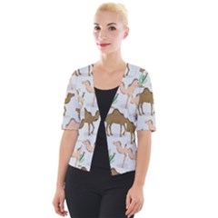 Camels-cactus-desert-pattern Cropped Button Cardigan