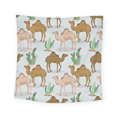 Camels-cactus-desert-pattern Square Tapestry (small) by Jancukart