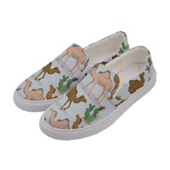 Camels-cactus-desert-pattern Women s Canvas Slip Ons