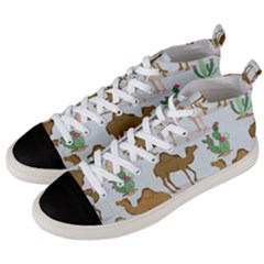 Camels-cactus-desert-pattern Men s Mid-top Canvas Sneakers by Jancukart