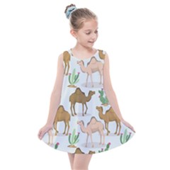 Camels-cactus-desert-pattern Kids  Summer Dress