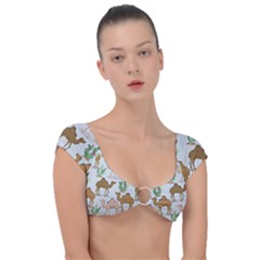 Camels-cactus-desert-pattern Cap Sleeve Ring Bikini Top