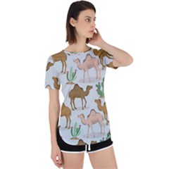 Camels-cactus-desert-pattern Perpetual Short Sleeve T-shirt