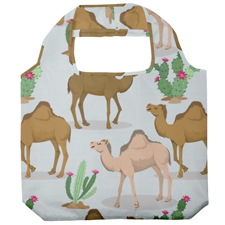 Camels-cactus-desert-pattern Foldable Grocery Recycle Bag