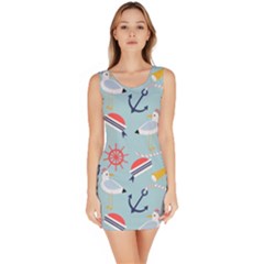 Nautical-marine-symbols-seamless-pattern Bodycon Dress