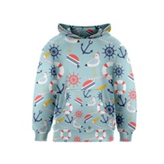 Nautical-marine-symbols-seamless-pattern Kids  Pullover Hoodie