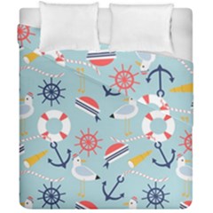 Nautical-marine-symbols-seamless-pattern Duvet Cover Double Side (california King Size)