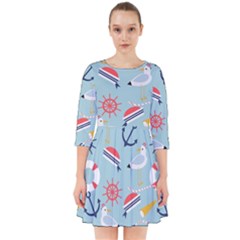 Nautical-marine-symbols-seamless-pattern Smock Dress