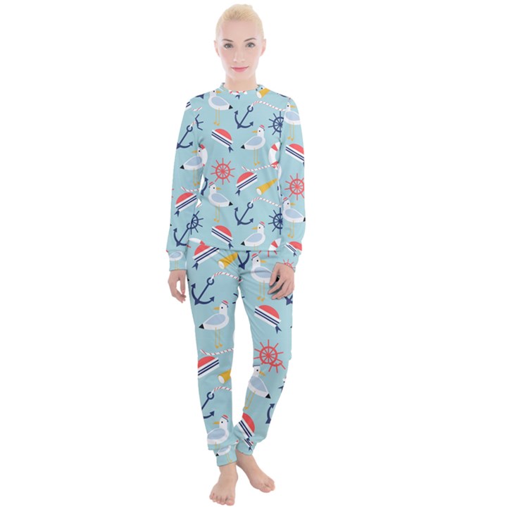 Nautical-marine-symbols-seamless-pattern Women s Lounge Set