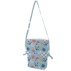 Nautical-marine-symbols-seamless-pattern Folding Shoulder Bag