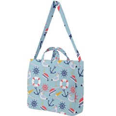 Nautical-marine-symbols-seamless-pattern Square Shoulder Tote Bag