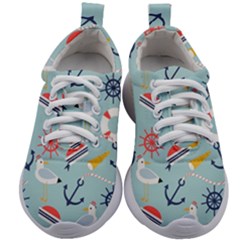 Nautical-marine-symbols-seamless-pattern Kids Athletic Shoes