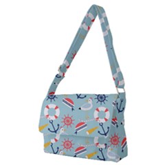 Nautical-marine-symbols-seamless-pattern Full Print Messenger Bag (m)