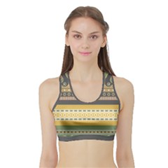 Seamless-pattern-egyptian-ornament-with-lotus-flower Sports Bra With Border