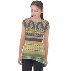 Seamless-pattern-egyptian-ornament-with-lotus-flower Cap Sleeve High Low Top