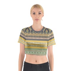 Seamless-pattern-egyptian-ornament-with-lotus-flower Cotton Crop Top