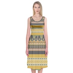 Seamless-pattern-egyptian-ornament-with-lotus-flower Midi Sleeveless Dress