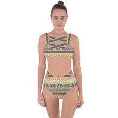 Seamless-pattern-egyptian-ornament-with-lotus-flower Bandaged Up Bikini Set 