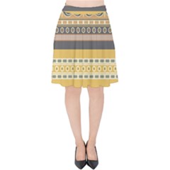 Seamless-pattern-egyptian-ornament-with-lotus-flower Velvet High Waist Skirt