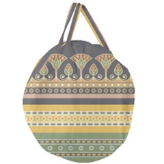 Seamless-pattern-egyptian-ornament-with-lotus-flower Giant Round Zipper Tote by Jancukart